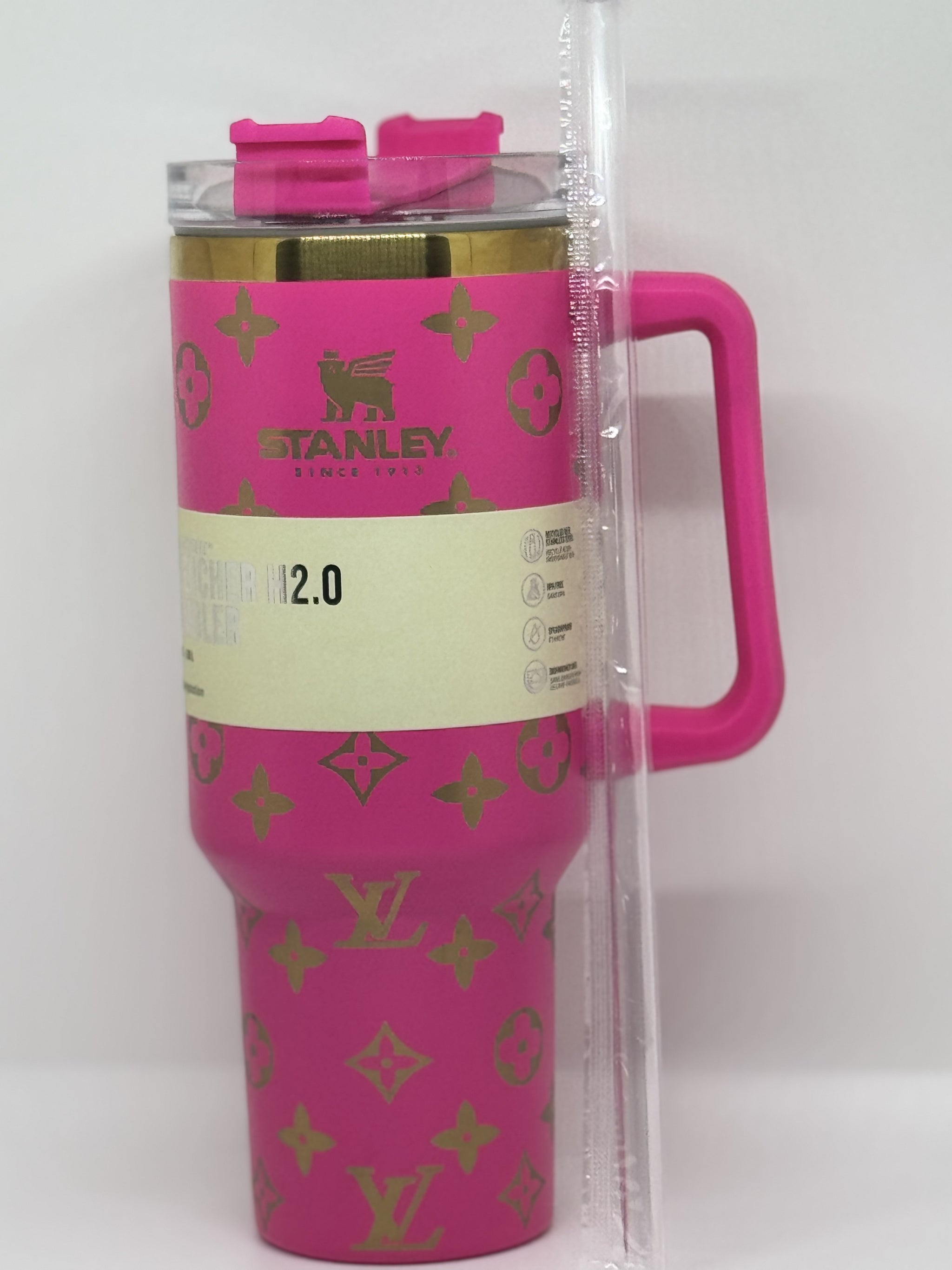 40oz Pink LV Stanley – Blaque Diamond Drip